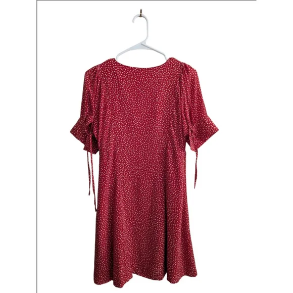 Women's Madewell Red & White Floral Silk Button-Front Mini Dress Size 4 (S) - Picture 5 of 13